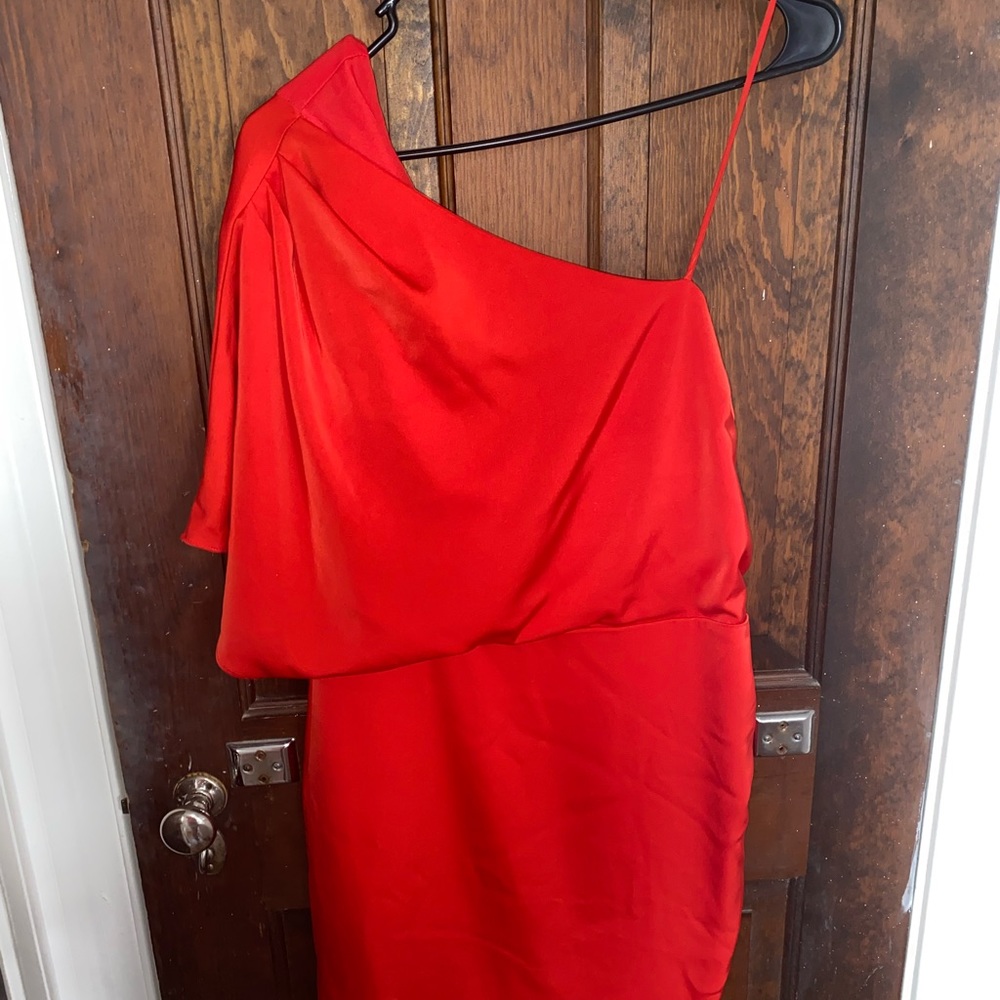 Boutique off shoulder silk cocktail dress